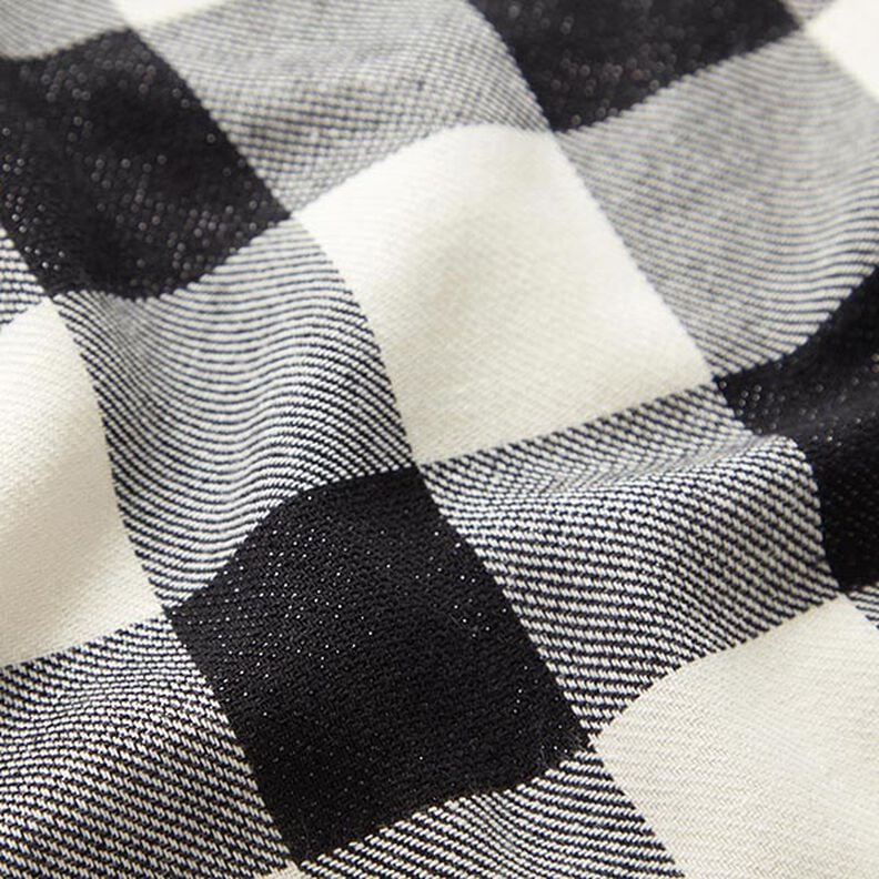 Tela de algodón cuadros lúrex – negro/blanco,  image number 2