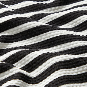 Estructura de punto jacquard con rayas horizontales – blanco/negro, 