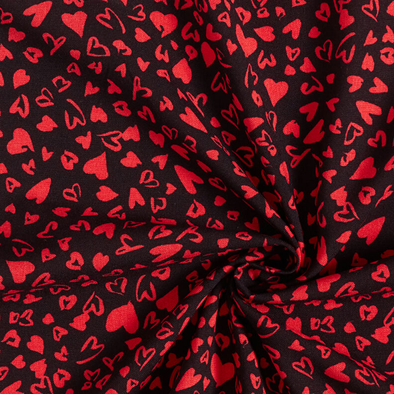 Viscosa con corazones – negro/rojo,  image number 3