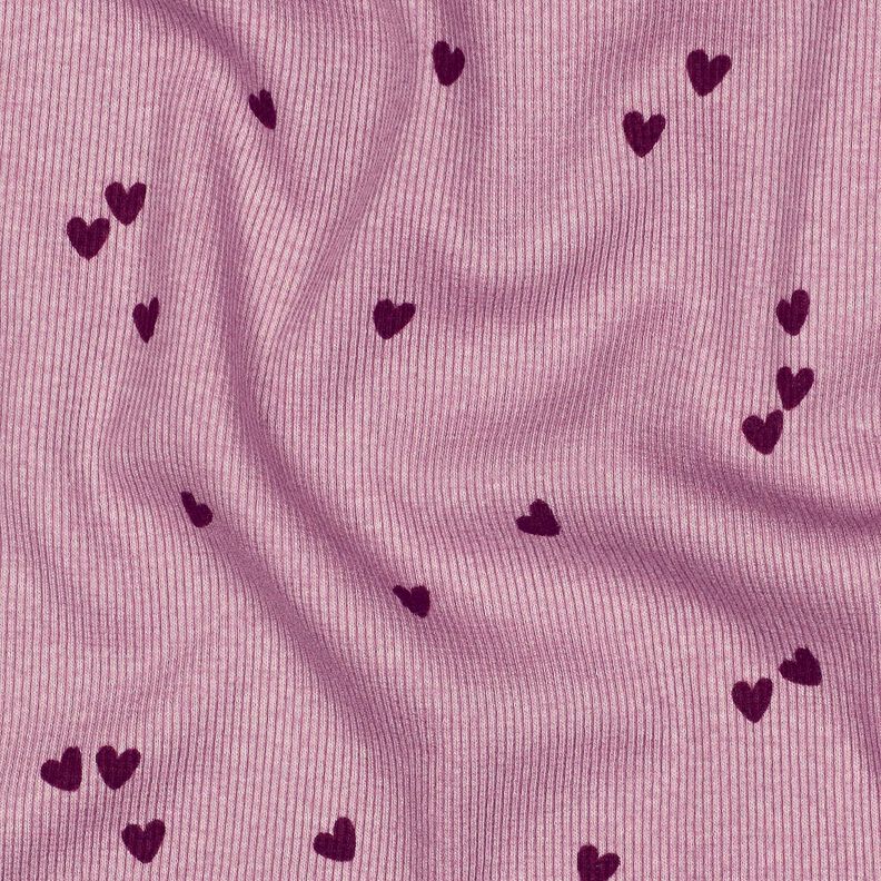Jersey canelado Corazones dispersos | Poppy Fabrics – violeta pastel/merlot,  image number 2
