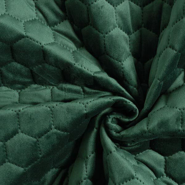 Tela de tapicería Terciopelo acolchado en diseño de panal – verde oscuro – Muestra,  image number 5
