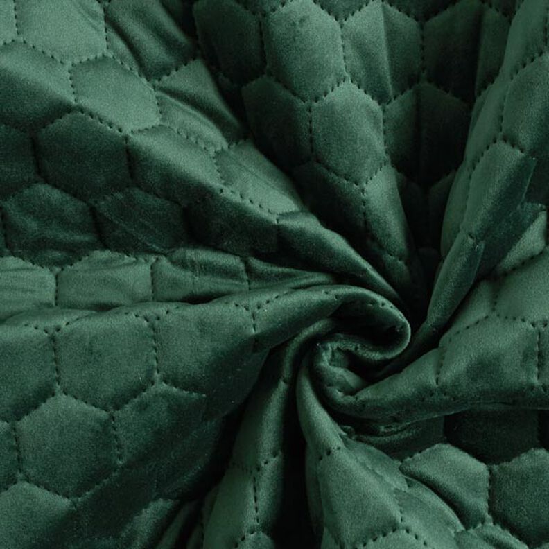 Tela de tapicería Terciopelo acolchado en diseño de panal – verde oscuro,  image number 5