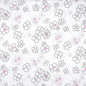 Voile arrugado de flores y estampado de leopardo – blanco/negro, 
