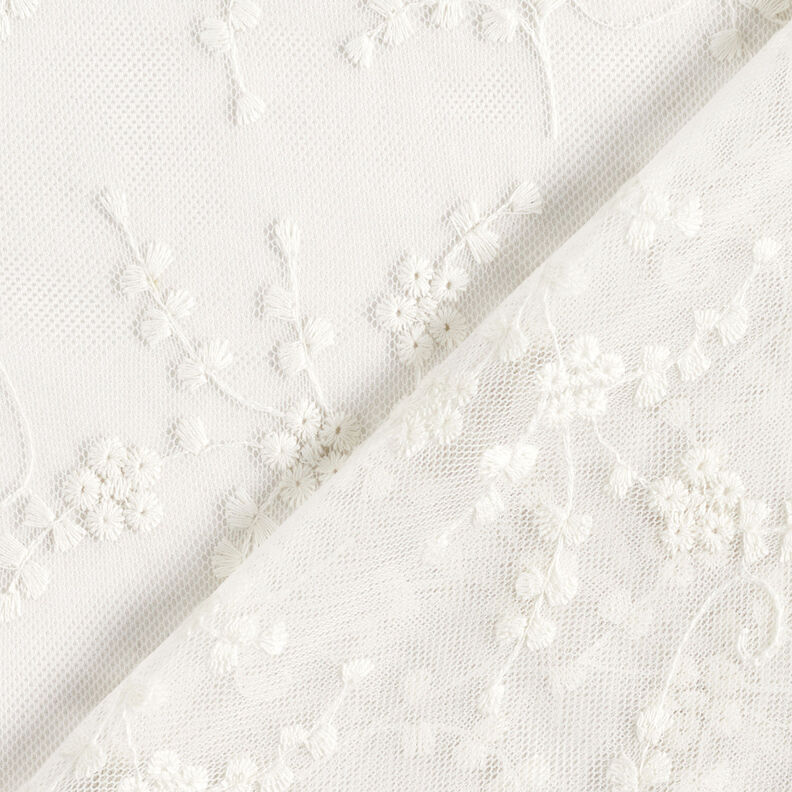 Encaje de tul con flores pequeñas – blanco,  image number 5