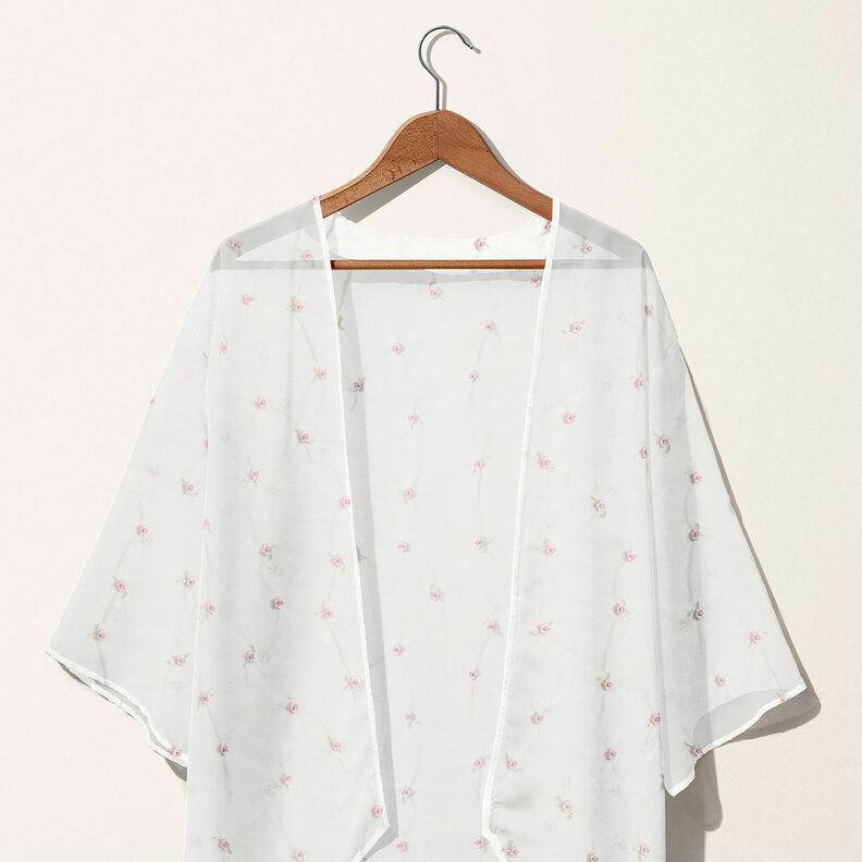 Malla fina Flores bordadas – blanco/rosado,  image number 7