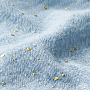 Muselina de algodón con manchas doradas dispersas – azul claro/dorado, 