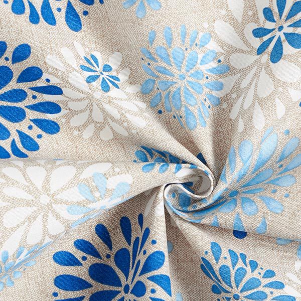 Tela decorativa Lona Flores – azul/blanco,  image number 3