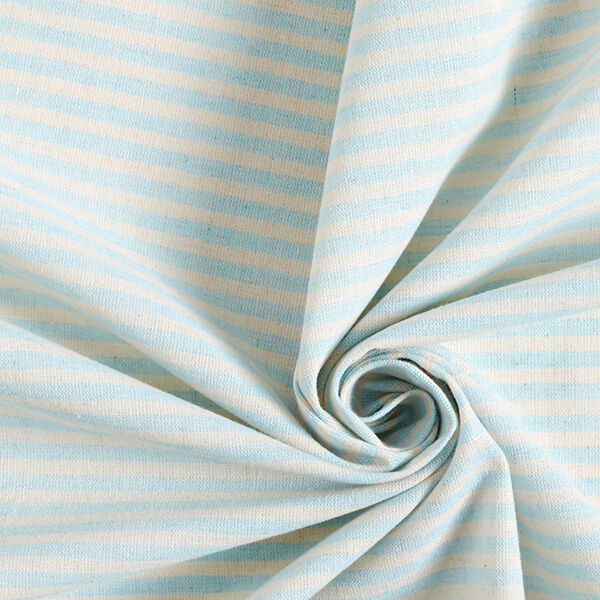 Mezcla algodón-viscosa rayas horizontales estrechas – blanco lana/azul claro,  image number 3