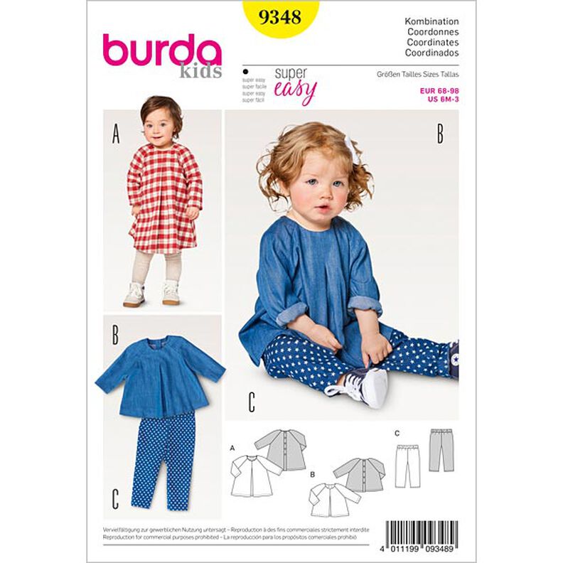 Vestido de bebé | blusa | pantalón, Burda 9348 | 68 - 98,  image number 1
