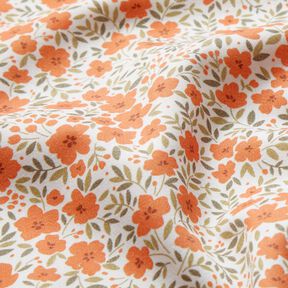 Tela decorativa Satén de algodón Mar de flores – naranja melocotón/blanco, 