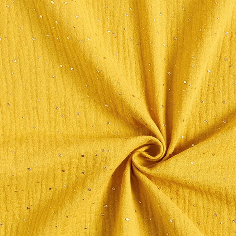 Muselina de algodón con manchas doradas dispersas – curry/dorado,  image number 3