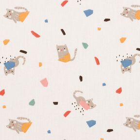 Popelina de algodón Confeti de gato – marfil/marrón claro, 
