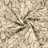 Terciopelo elástico con bocetos de flores – arena/negro,  thumbnail number 3