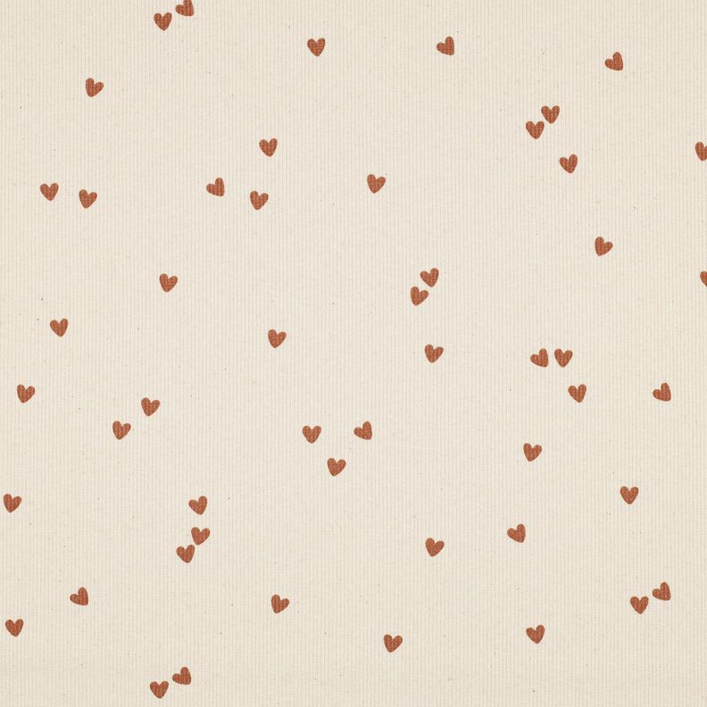 Jersey canelado Corazones dispersos | Poppy Fabrics – beige claro/marrón,  image number 1