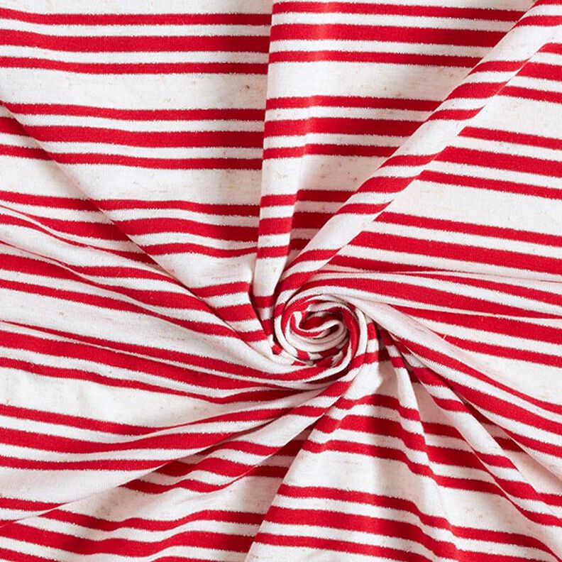 Tela de jersey de viscosa Rayas brillantes irregulares – blanco lana/rojo,  image number 3