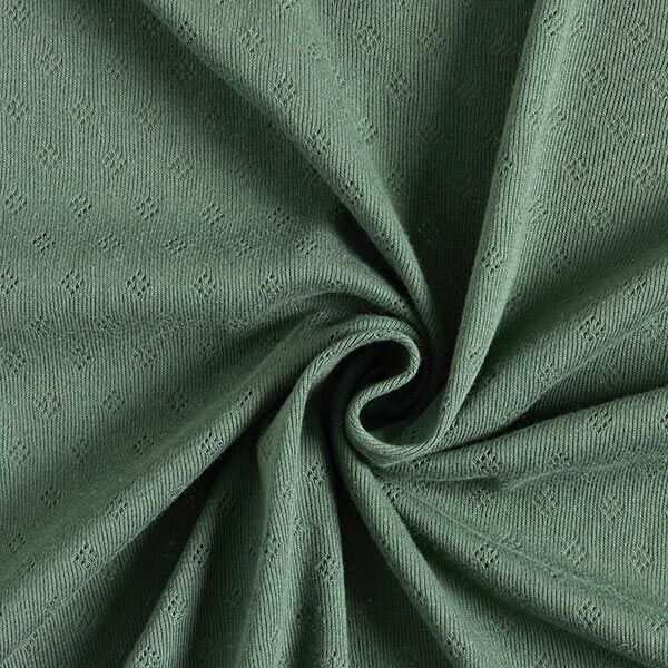 Jersey de punto fino con patrón de agujeros – verde oscuro,  image number 1