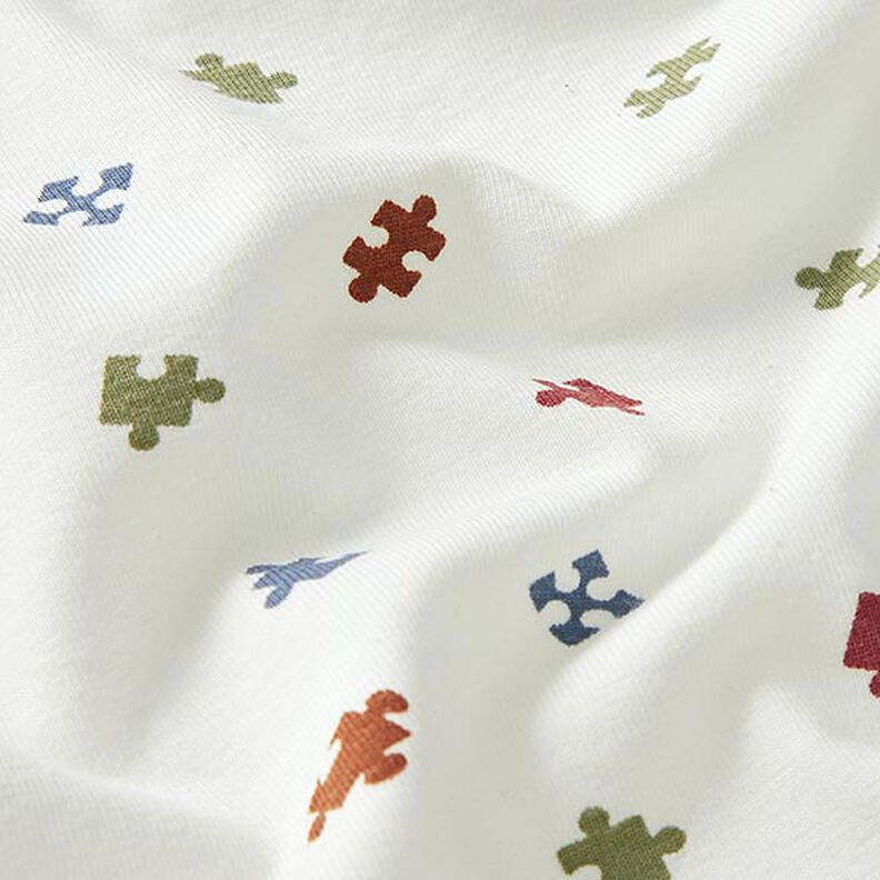 Paquete de telas de Jersey Piezas de puzzle – blanco lana,  image number 3