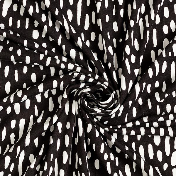 Tela de jersey de viscosa Puntos gota – negro/blanco,  image number 3