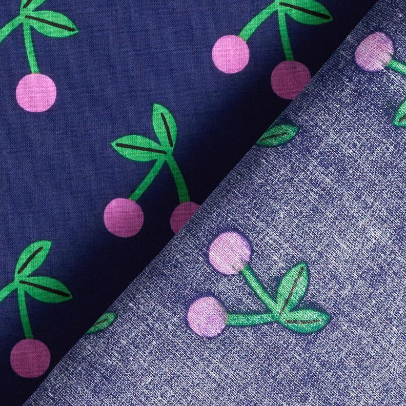 Algod&oacute;n revestido Bonitas cerezas &ndash; azul marino,  image number 4