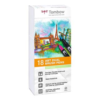 ABT Dual Brush Pen acuarela Tonos pastel Conjunto [ 18 Unidad ] | Tombow, 