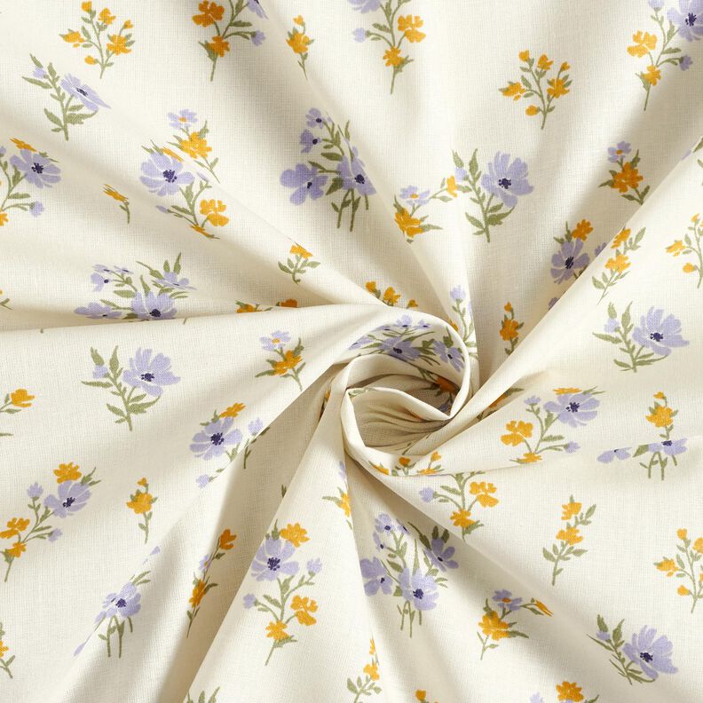 Tela de algodón Cretona Mini flores – crema/lila,  image number 3