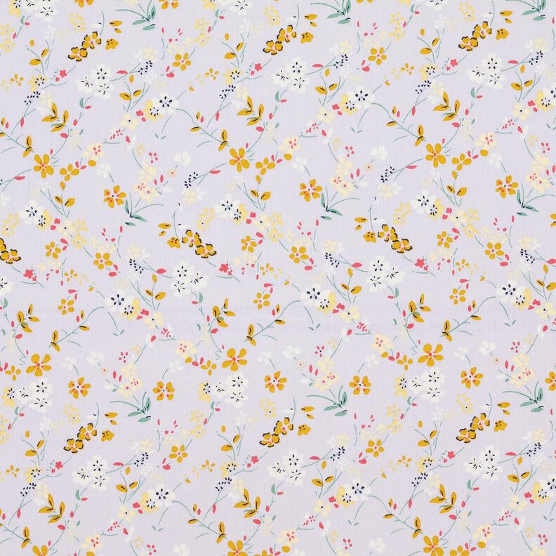 Popelina de algodón flores delicadas – lila pastel/amarillo curry,  image number 1