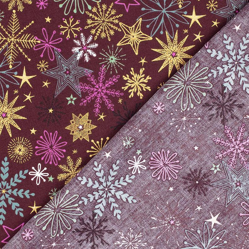 Tela de algod&oacute;n Popelina Mezcla de estrellas &ndash; burdeos/dorado,  image number 4