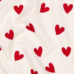 Franela de algodón Corazones | Poppy Fabrics – marfil/carmín, 