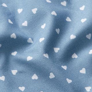 Popelín de algodón orgánico corazones esparcidos – azul vaquero claro, 