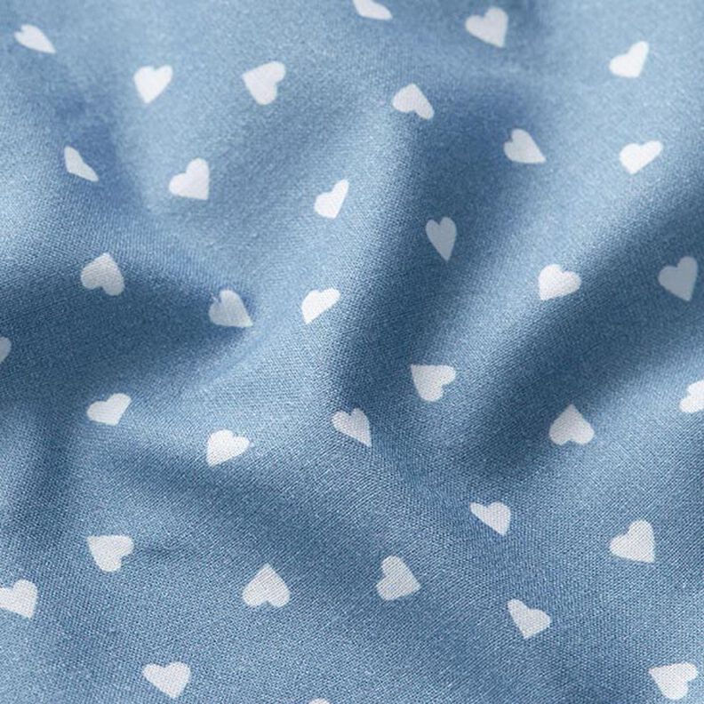 Popelín de algodón orgánico corazones esparcidos – azul vaquero claro,  image number 2