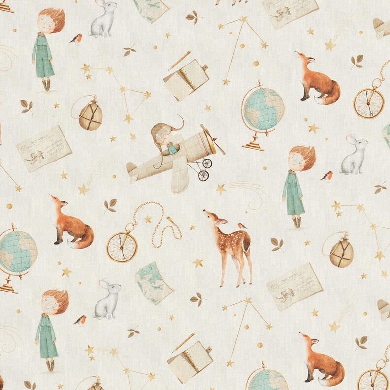 Popelina de algodón Pequeño explorador Impresión digital – marfil,  image number 1