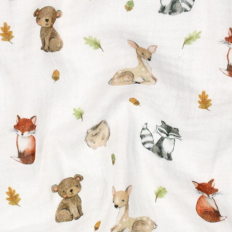Muselina/doble arruga Animales del bosque Impresión digital | Poppy Fabrics – blanco/terracotta,  image number 2