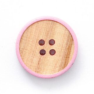 Botón de madera 4 agujeros  – beige/rosa, 