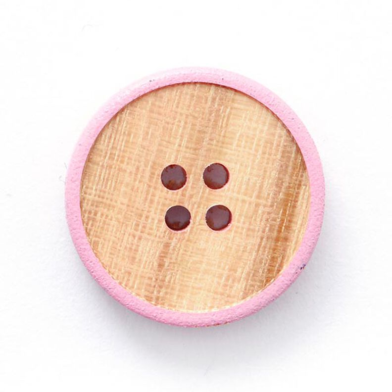 Botón de madera 4 agujeros  – beige/rosa,  image number 1