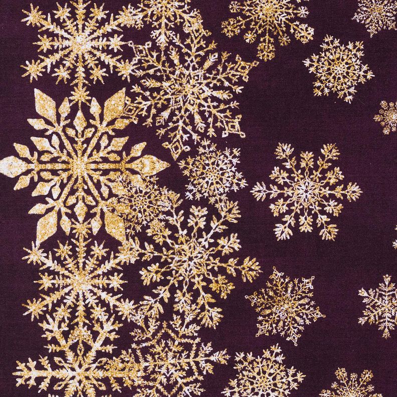 Felpa francesa veraniega Flores de hielo Tela ribeteada | Glitzerp&uuml;ppi &ndash; berenjena/oro antiguo,  image number 5