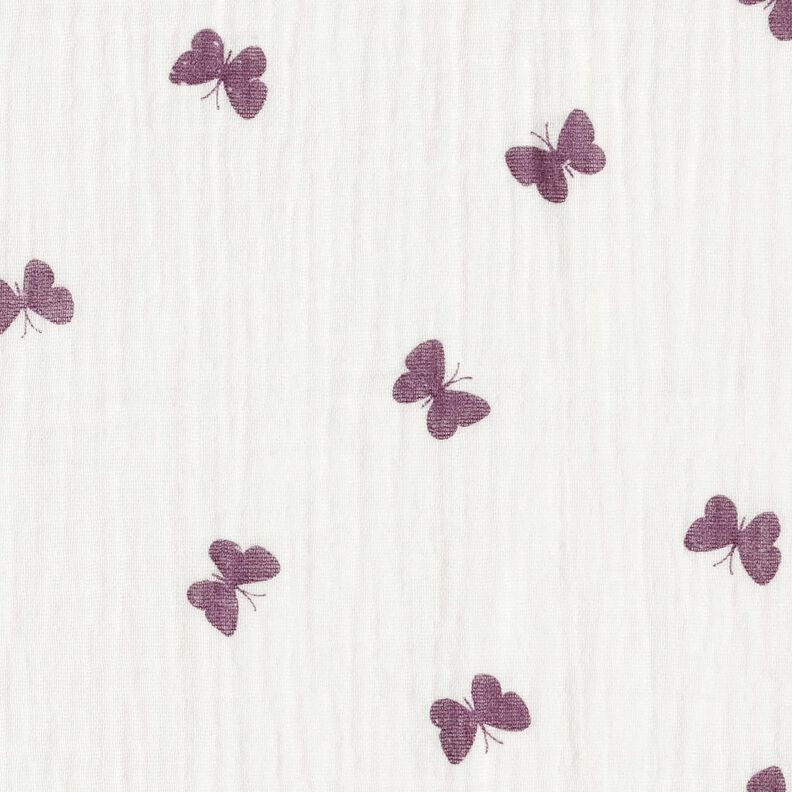 Muselina/doble arruga Mariposas – marfil/rojo lila,  image number 1