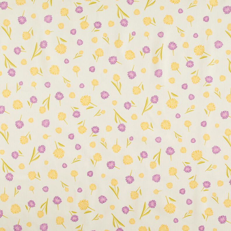 Tela decorativa Panama media pequeñas flores de primavera – blanco lana/amarillo vainilla,  image number 1