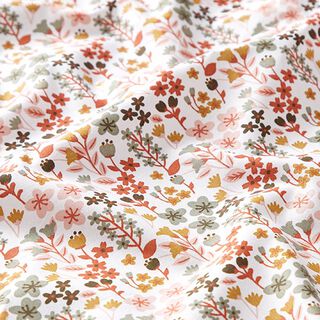 Tela de algodón Cretona Filigrana de flores – naranja/blanco, 