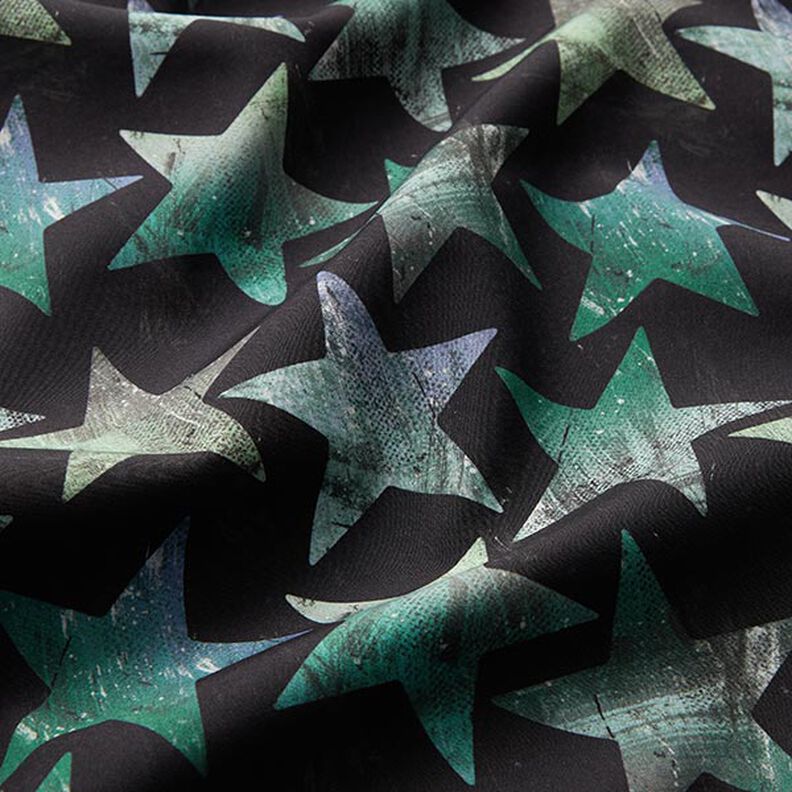 Tejido Softshell Estrellas – negro/verde,  image number 2