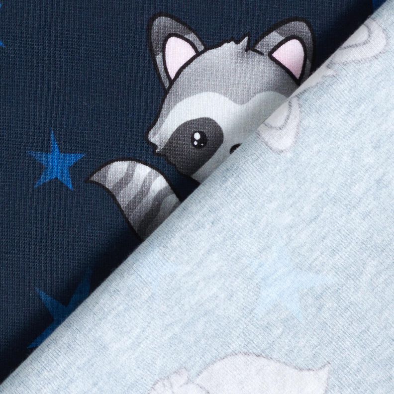 Tela de jersey de algodón Mapache con estrellas | Glitzerpüppi – azul noche/plateado,  image number 4