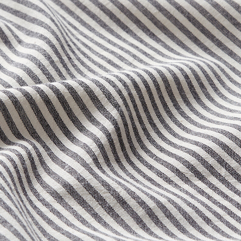Mezcla de viscosa y algodón Rayas – negro/blanco lana,  image number 2