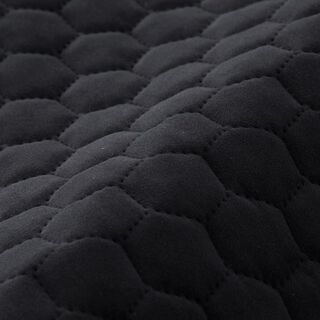 Tela de tapicería Terciopelo acolchado en diseño de panal – negro, 