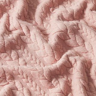 Tela de jersey jacquard Cloqué Punto trenzado – rosado, 