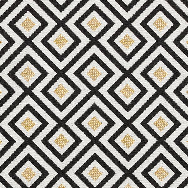 Tela decorativa Jacquard Rombos decorativos – blanco lana/dorado,  image number 1