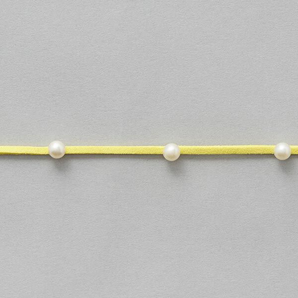 Cinta de piel sintética Perlas [ 3 mm ] – amarillo,  image number 2