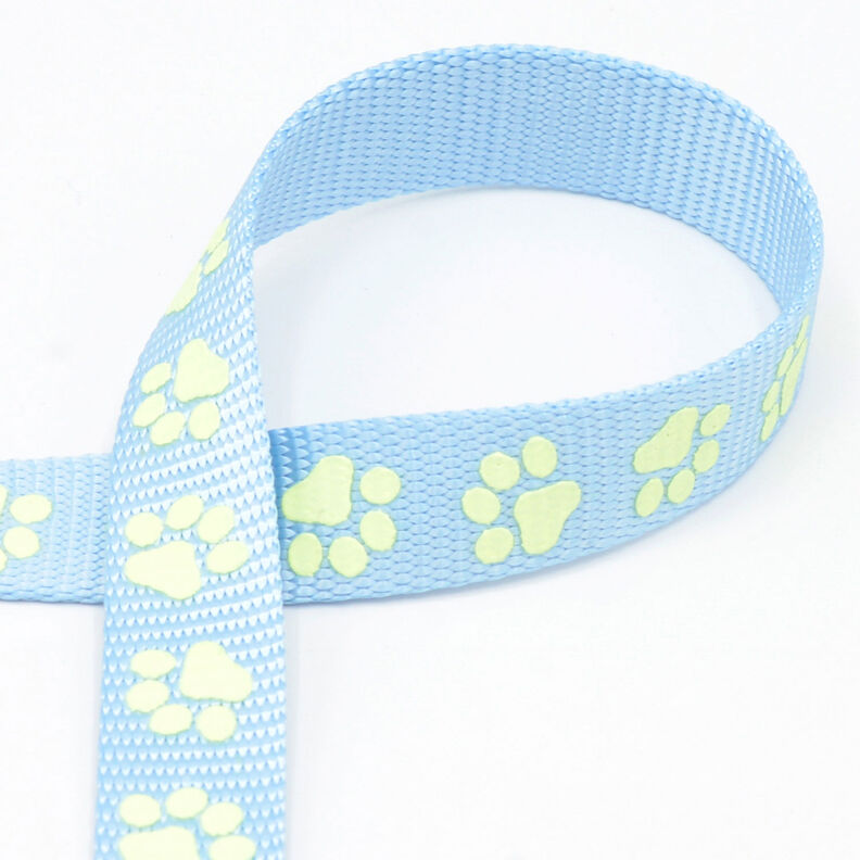 Cinta tejida reflectante Correa para perro Patas [20 mm] – azul claro,  image number 1