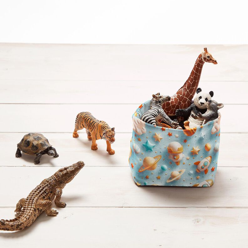 Popelina de algodón Universo Impresión digital – azul claro,  image number 5