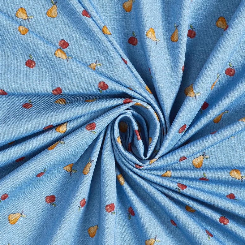 Tela de jersey de algodón Manzanas y peras – azul vaquero,  image number 3