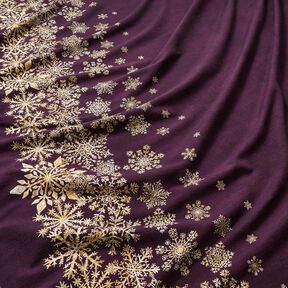 Felpa francesa veraniega Flores de hielo Tela ribeteada | Glitzerpüppi – berenjena/oro antiguo, 