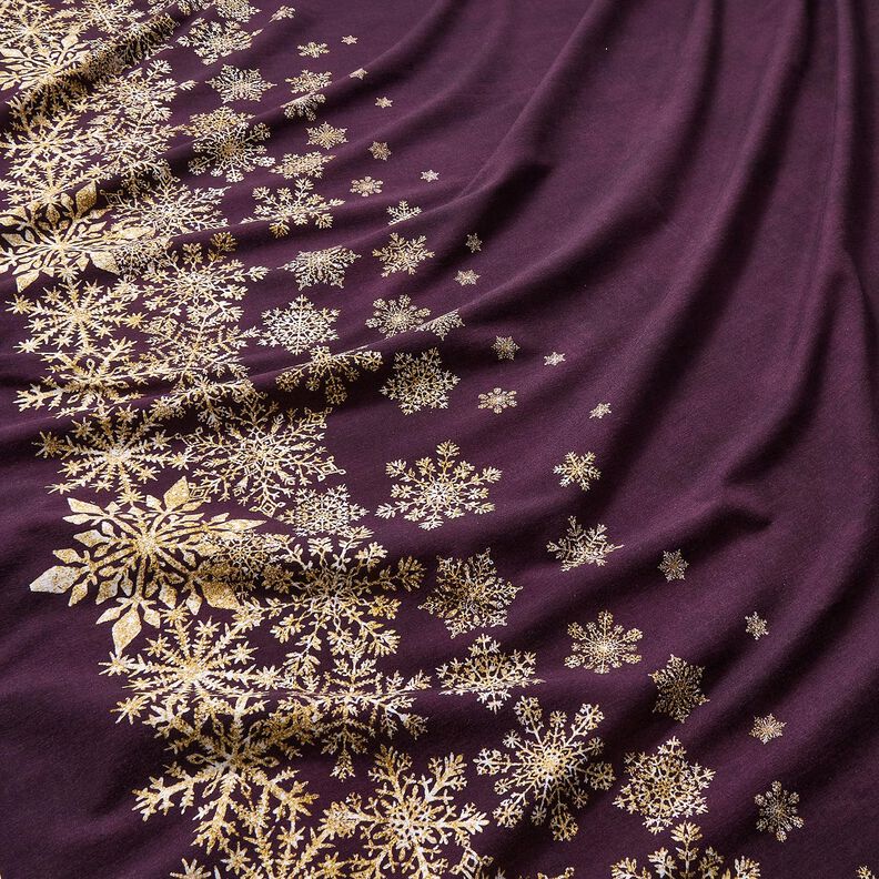Felpa francesa veraniega Flores de hielo Tela ribeteada | Glitzerp&uuml;ppi &ndash; berenjena/oro antiguo,  image number 2
